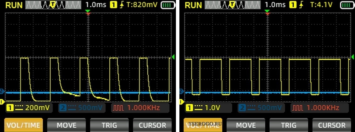 Импульсные напряжения на выводе KEY микросхемы IP5306